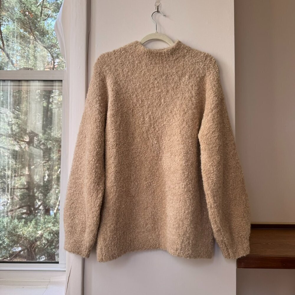 Reformation Ambrose Boucle Oversized Alpaca-Blend Mock-Neck Sweater Ginger Large - Picture 7 of 13